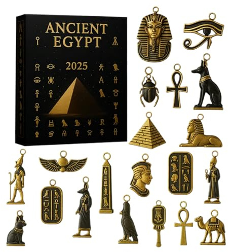 Berriphonia Calendario natalizio 2D in acrilico per conto alla rovescia – 24 giorni ornamento Egitto 2025 – per vacanze, soggiorno, casa colonica, auto, compresa la libreria, il posto di lavoro o la