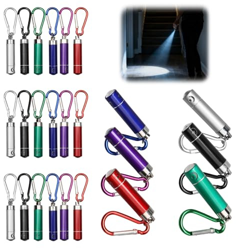 24pcs Mini Linterna Llavero de Aluminio, Linterna LED Portátil Pequeña, Accesorio de Iluminación para Senderismo Hogar Exterior y Idea de Regalo, 6 Colores