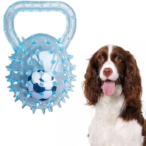 Coogime Giocattolo per cani, palla per cani con manico, giocattolo per cani di alta qualità, per la cura dei denti, per interni ed esterni (blu)