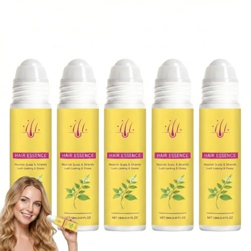 Roll-On Haarserum, Pflege-Roller für die tägliche Haarpflege, Serum für glänzendesHaa/r, Nährendes Serum für Kopfhaut und Ha/ar – für weiches, nicht fettendes Ha/ar. (5PCS)