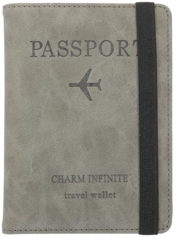 PACKOVE Rfid Passport Holder Travel Wallet with Multiple Card Slots Pu Protective Cover Grey Travel Accessory for Men and Women