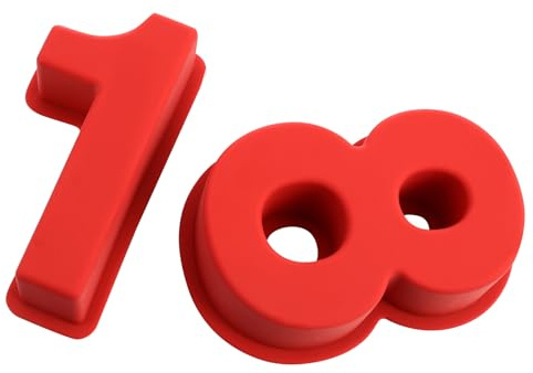 SUPVOX Stampi per Dolci in Silicone Numerati, Set 2 Pezzi (1 e 8) Resistenti al Calore, Antiaderenti e Flessibili, per Torte di Compleanno Fai da Te