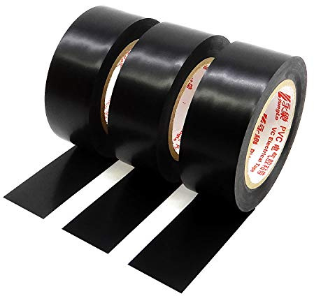 YTBUBOR Insulation Tape PVC Electrical 25mm*15m Black x 3 Adhesive Gaffer Tape