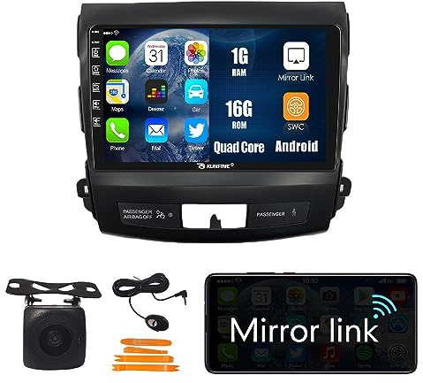 Kunfine Navigazione Android auto Stereo GPS Radio Fotocamera Display 9 IPS Touchscreen Headunit Tablet Pad Lettore multimediale Per Mitsubishi Outlander 2005-2012 Quad Core 1G+16G