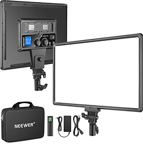 Neewer NL288 LED Lumière Vidéo avec 2.4G Remote, 45W 4800Lux 3200K-5600K CRI 97+ Dimmable Bi-Color 18 Soft Light Panel for Photography Youtube Live Stream Jeu Réunion Zoom (Batteries Not Included)