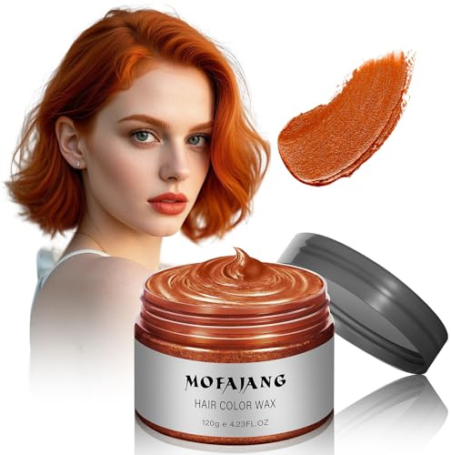 Haarfärbewachs, temporäre Haarcreme für Männer und Frauen, Haarfarbe, 114 g, natürlicher Farbschlamm-Wachs, für Kostümpartys (Orange)
