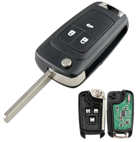 Heart Horse 3 Botones Op El Carcasa Llave para Coche con 433Mhz ID46 Chip | para Op El Zafira C Insignia Astra J Cascada Plegable Mando a Distancia Funda Llaves de Coche Repuesto con Batería y Hoja