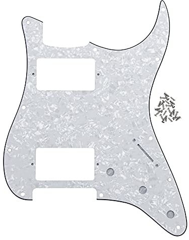 Geladenes Schlagbrett 3ply White Vorwändig Geladene Pickguard HH Humbuckers Pickups Gitarre, Gitarrenteile Für Stratocaster-Gitarre Vorverdrahtetes geladenes Schlagbrett (Color : White Pearl)