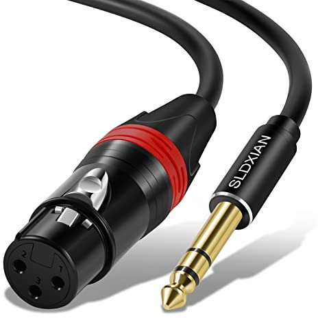 SLDXIAN Cable XLR Hembra a 6,35 mm, Jack 6,35mm estéreo TRS equilibrado a 3 pines XLR Cable de Micrófono (Female, 2M)