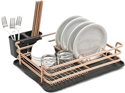 Escurridor de Platos Escurreplatos con Estante para Platos De Bandeja Extraíble para Encimera De Cocina Estante de Platos