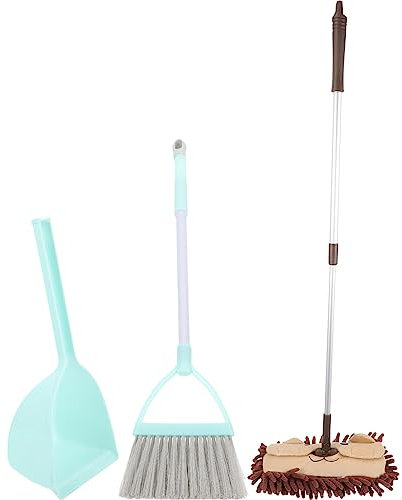 DOITOOL 3 Boys and Girls Broom Mop Dustpan Set Indoor Outdoor Toddlers Cleaning Tools Safe Rounded Edges Fine Craftsmanship