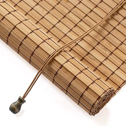 zhijiaqian456 Bambus Rollo Sonnenschutz Sichtschutz Rollo Seitenzugrollo Raffrollos,Für Fenster und Türen,Natur Holzrollos,für Fenster und Türen,90% Schattierung,Anpassbar (105 x 110 cm)