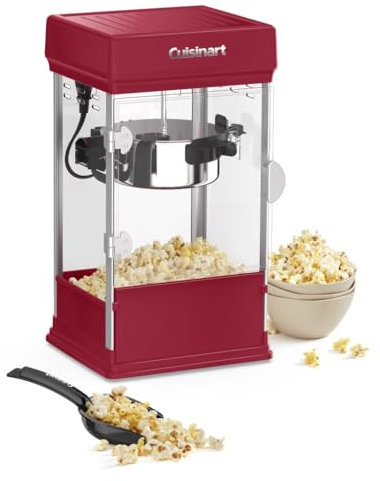 Cuisinart Theatre Style 16 Cups Capacity No Heat Time Easy Serving and Fast Cleanup Popcorn Maker with Popcorn Scoop, Kernel Measuring Cup, and Oil Measuring Spoon (Red)
