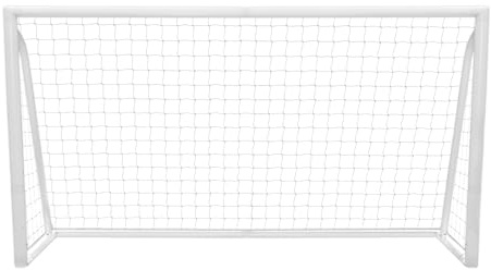 366 x 184cm Fotbollsmål med Nät för Alla Väder PVC Målstolpar 30-trådigt Knutet Nät 24 S-klämmor U-pinnar Portabel Träning Övning Inomhus Utomhus Snabb Montering Måltavla med 5 Hål Remmar och Bärväska