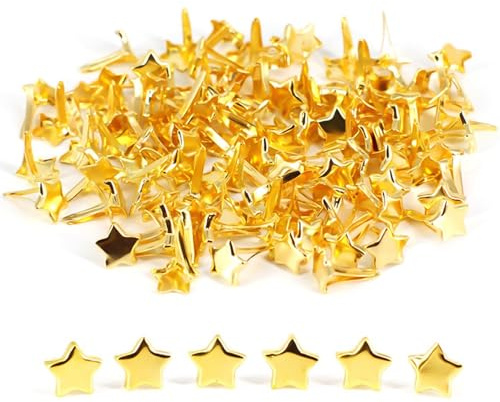 COACOM 100 Stück Goldene Sternnadeln, Mini-Stern-Brad-Nägel, Stecknadeln, Doppelnadeln, Muster-Clips, Metall-Befestigungsclips Für DIY-Bastelarbeiten (14 Mm)