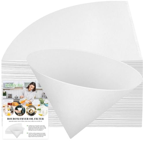 BOUBONI 25,4 cm Fritteusen-Ölfilter, 75 Stück, nicht gewebter Speiseölfilter, Fettfilter für Fritteuse, Ahornsirup, weiße Bienenwachsfilter für Hotels, Restaurants, Cafés, Lebensmittel, LKWs, Küchen