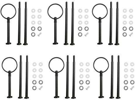 Koomiao Etageren Stangen Set,6 Set Etagere Bausatz,2 bis 3 Etage Metallstangen,Etagerenhalter mit Schrauben und Unterlegscheiben für Geburtstag Hochzeitstorte Tortenständer (Schwarz)