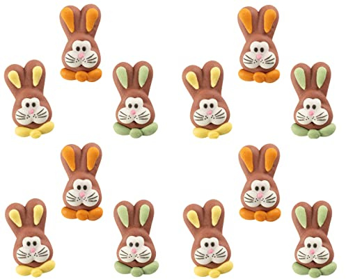 EASTER BUNNIES Edible sugar Flat Cake Toppers set of 12