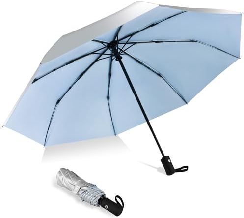HEXSOLID Regenschirm mit UV-Schutzfaktor 50+, kompakter Regenschirm für Sonne, wasserdicht und windabweisend, Sonnenschutz, automatisches Öffnen, Schließen (3, 42inch)