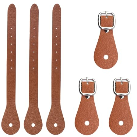 Nicerity Sporenriemen aus Leder, verstellbar, einlagig, für Reiter, Western, Herren, Damen, Braun, 3 Stück