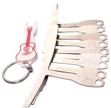 ifundom Medidor De Radio Para Guitarra Herramienta De Luthier 10 Piezas (9 Medidores 1 Llavero) Medidor De Diapasón y Puente De Guitarra Acero Inoxidable Fácil De Usar