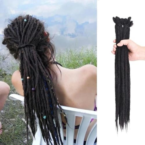 1 ciocca Intrecciatura all'uncinetto Dreadlocks Estensione dei capelli fatta a mano 7G Intrecciatura dei capelli Capelli sintetici-Nero Viola-20 pollici-CINA-10 pezzi-lotto