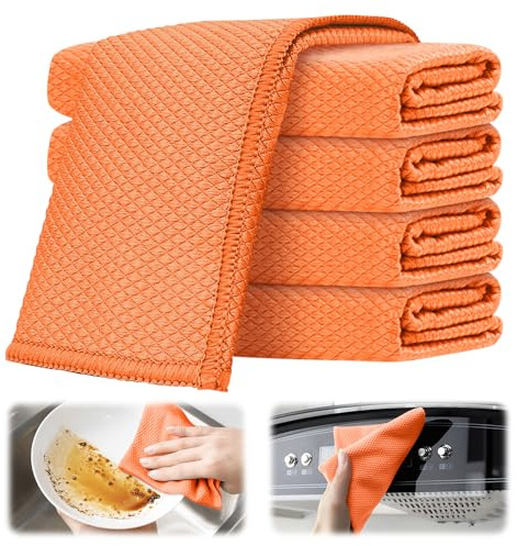 Mikrofiber rengöringsduk; diskhandduk; disktrasa; skurplatta; trasa; kökshandduk; biltrasa; glasrengöringstrasa; absorberande trasa (orange färg, 50)