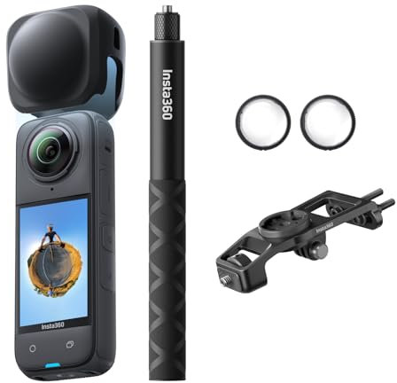 Insta360 X4 Rennrad-Bundle (Modular) - wasserdichte 8K 360 Action-Kamera, 4K Weitwinkel-Video, unsichtbarer Selfie-Stick-Effekt, Abnehmbarer Objektivschutz, 135 Minuten Akkulaufzeit, KI-Bearbeitung
