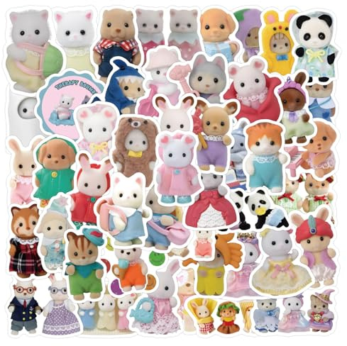CAREOR 120Pcs Calico Critters Stickers, Vinyl Waterproof Warm Cute Graffiti Calico Critters Stickers for Teens Office Workers Crafts Gifts Laptop Bottles Envelopes Snowboard
