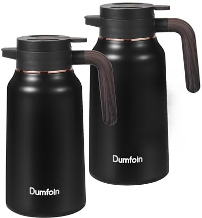 Carafes for Hot Liquids 70 oz - 36 Hour Stainless Steel Thermal Coffee Carafe-Insulated Coffee Carafes For Keeping Hot/Cold Coffee, Tea, Water, Drink Dispenser for Parties(2 Black)