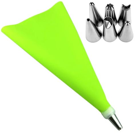 Embouts de tuyauterie - Sac à douille et becs pour cupcakes, poche à douille verte pour cupcake, poche à douille pour glaçage, set de sacs à douille et buses en silicone, sac à douille réutilisable