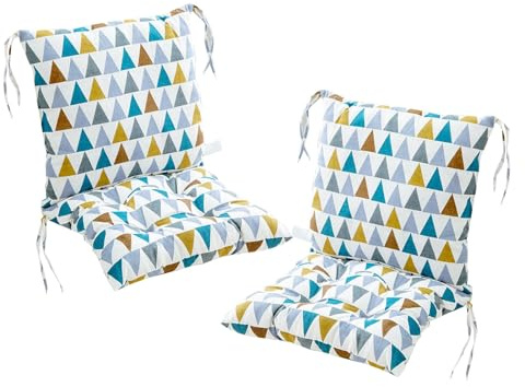 Stuhlkissen 40x80 cm 2er Set Niedriglehner Kissen mit Abnehmbarer Rückenlehne - Sitzkissen für Gartenstühle