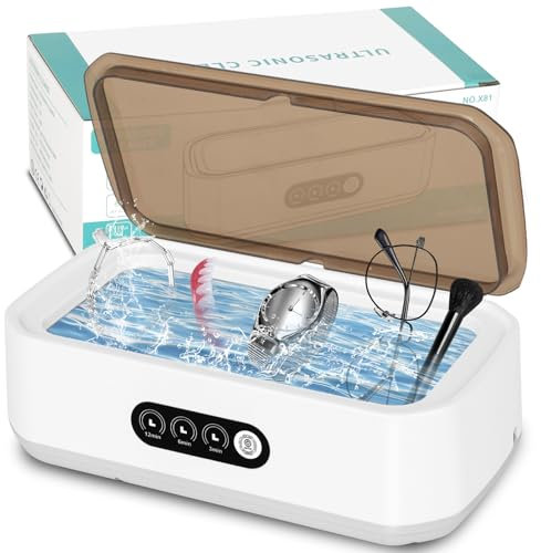 YSWOVUO Nettoyeur Ultrasons 48kHz, 650ML Nettoyeur Lunettes Ultrasons, Ultrasonic Cleaner Profondeur à 360°, Nettoyeur Ultrason avec Chiffon de Nettoyage, Nettoyeur Ultrason pour Lunettes, Bijoux