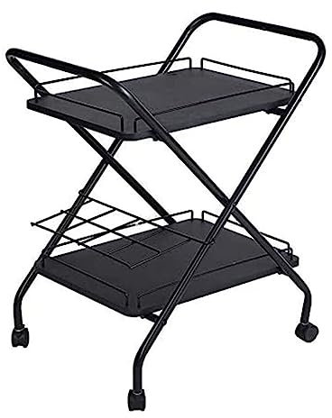 BOGAZY Kitchen Storage Rack 2 Tier Rolling Utility Cart Metal Bar Service Car With Wine Rack Lockable Wheel Multi-Functional Storage Rack Rolling Storage Cart