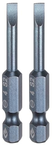 QUARKZMAN 2pcs SL4 Embouts de tournevis plats magnétiques fendus 4mm Acier S2 Embout de tournevis plat 1/4 Tige hexagonale Embouts de perceuse 50mm (2) Long pour vis