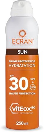 ECRAN® - Brume Protectrice Hydratante - Haute Protection - Technologie vitEox80 - Vitamine E - Protection UVA, UVB, Lumière Bleue, Coups de Soleil - Protection Solaire SPF 30 - Bronzage naturel