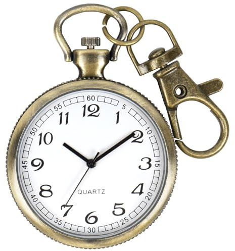FUNGORGT Pocket Watches for Men Tone Ultra Thin Keychain Watch Quartz Luminous Pocket Watch with Key Buckle