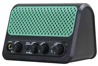 Asixxsix Electric Guitar Amplifier, 20W Mini Guitar Amp Bluetooth Speaker with Built in 30 Drum Machine Modes, 2 Tone Clean Overdrive Effects, Reverb and AUX Input, for Practice