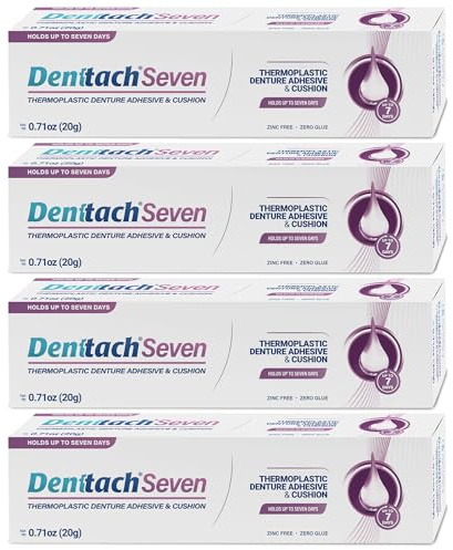 Denttach Seven Denture Adhesive, Thermoplastic Denture Cushion and Reliner, Upper and Lower Denture Comfort for Up to 7 Days, Zero Glue, Zinc Free (4)