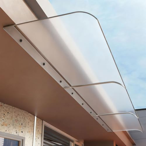 Tejadillo de Exterior en Policarbonato - Marquesina para Puerta con Techado Exterior, Sistema Extensible para Fachadas (Resistente a Viento)