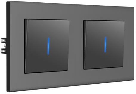 BSEED Lichtschalter Unterputz mit Krallen, Doppelt 1 Fach 2 Wege Wechselschalter mit LED Kontrollleuchte, Wandschalter mit Matt PC Rahmen, Modern Schalter, 157 * 86mm, Grau