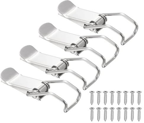 PATIKIL 4 Pcs Verrou À Bascule En Acier Inoxydable À Ressort, Serrure À Fermoir De 3 Avec Vis De Fixation Pour Porte D'Armoire Coffre En Bois De Grange