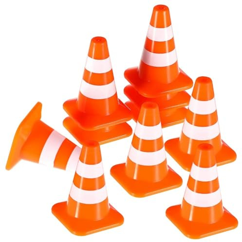 Masslla Mini-Verkehrskegel, 10 Stück, Miniatur-Straßenkegel, Baukegel, Kinder-Verkehrskegel-Set, Verkehrszeichen, Spielzeug