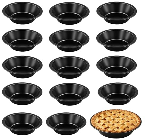 HAKZEON Lot de 15 moules à tarte individuels en acier carbone anti-adhésif pour four, quiche