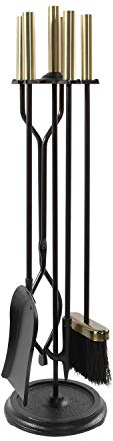 Minuteman International neoklassizistischen Kamin Set, Messing antik und schwarz