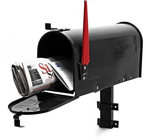 Wiltec Cassetta postale americana a parete in acciaio zincato nero con supporto di montaggio