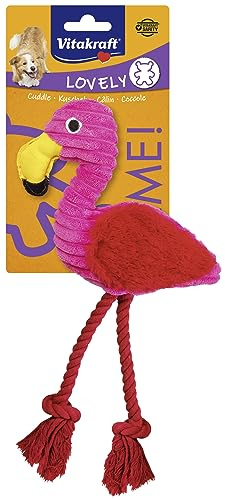 VITAKRAFT- Safari Flamant Rose, Jouet Pour Chiens, Peluche Pour Chien, Avec Couineur, En Velours Côtelé (1 Pièce)