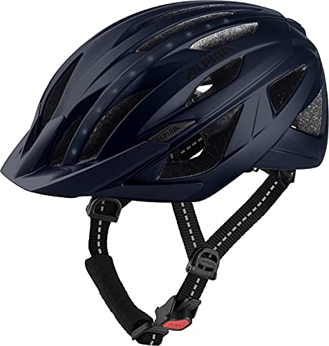 Alpina HAGA LED - Stoßabsorbierender, Beleuchteter & Optimal Anpassbarer Fahrradhelm Mit Integriertem LED-Licht Für Erwachsene, Indigo matt, 51-56 cm