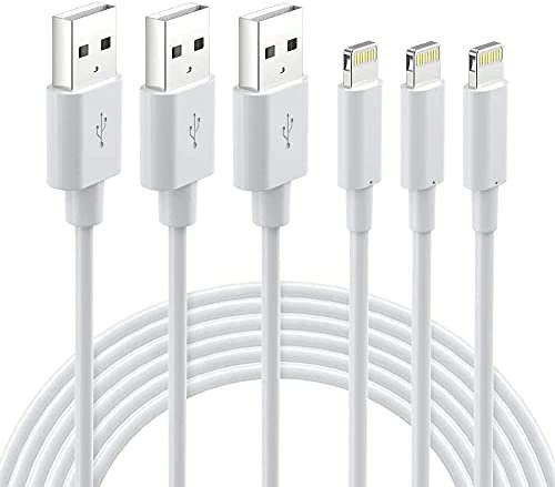 Nikolable 3 Pack iPhone Charger Cable 2M, MFi Certified Lightning Cable, iPhone Charging Cord for iPhone 12 Mini 11 Pro max 11 pro Xs Max XR X 8 7 6 Plus 5s SE iPad Airpods, Lightning Charger White