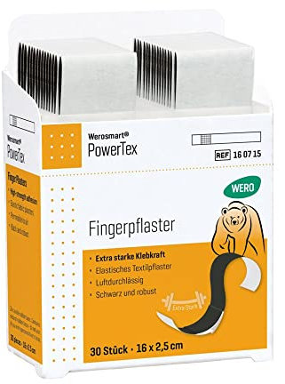 Werosmart® Pflasterspender-Einsätze Fingerpflaster 16 x 2,5 cm (Textil | Schwarz | Extrastark)